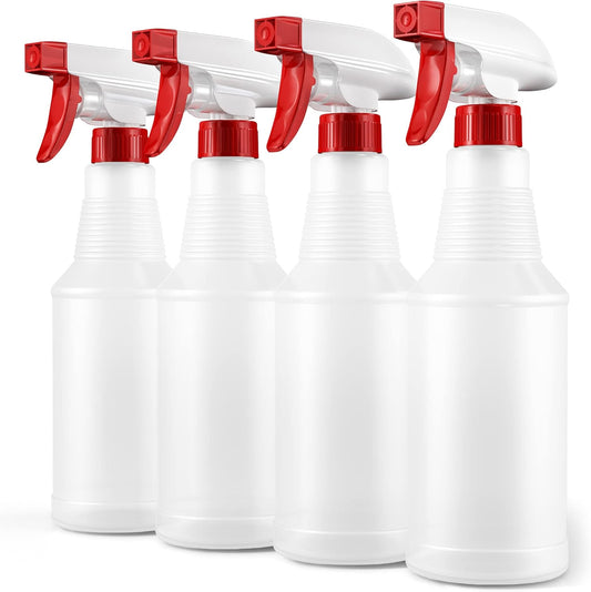 LiBa Spray Bottles (4 Pack,16 Oz), Refillable Empty Spray Bottles for Cleaning Solutions, Hair Spray, Watering Plants, Superior Flex Nozzles, Mist Sprayer, Bleach/Vinegar/Rubbing Alcohol Safe