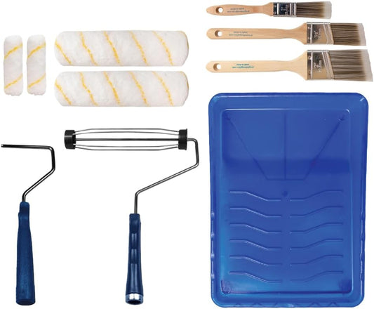 Pro Grade Paint Roller Kit, Brush & Roller,10 Piece Set, Wall Painting Naps for Professionals & Homeowners - All Paints & Stains, Washable, Reusable, Easy to Clean, Superior Absorbency
