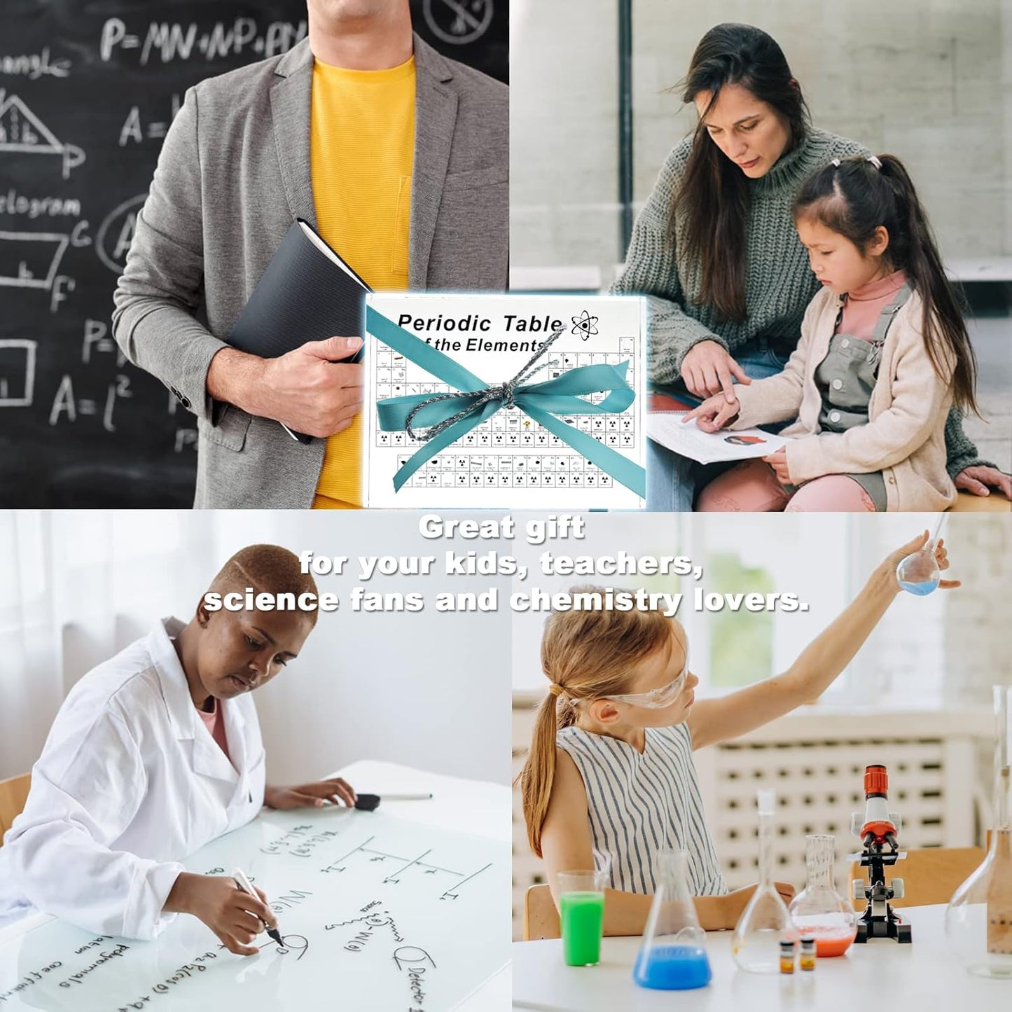 BEWITU Periodic Table with Real Elements Inside, Acrylic 3D Periodic Table of Elements with Flannel Bag, Chemistry Gifts for Kids Adults Teacher