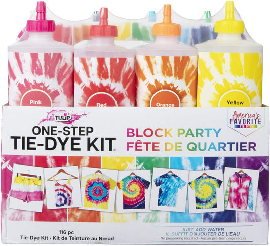 Tulip One-Step Tie-Dye Kit Block Party 16oz 8 Color Tie Dye, Rainbow, As Detailed