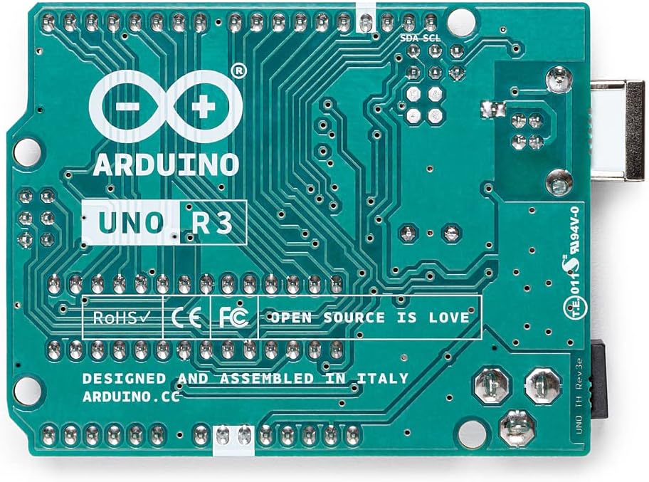 Arduino Uno REV3 [A000066] – ATmega328P Microcontroller, 16MHz, 14 Digital I/O Pins, 6 Analog Inputs, 32KB Flash, USB Connectivity, Compatible with Arduino IDE for DIY Projects and Prototyping