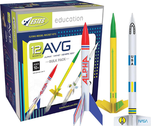 Estes 1753 AVG Bulk Variety Pack of Rocket-Building Kits, Beginner and Intermediate Flying-Rocket-Model Kits for Ages 10+, Includes Viking, Alpha, and EX2 Rockets
