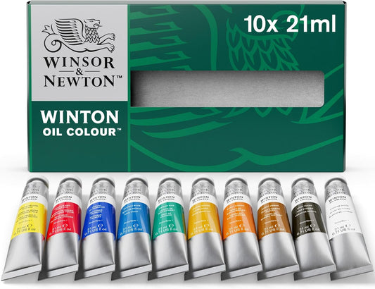 Winsor & Newton Winton Oil Color Paint, Basic Set, 10 x 21ml Tubes