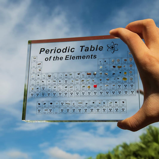 BEWITU Periodic Table with Real Elements Inside, Acrylic 3D Periodic Table of Elements with Flannel Bag, Chemistry Gifts for Kids Adults Teacher
