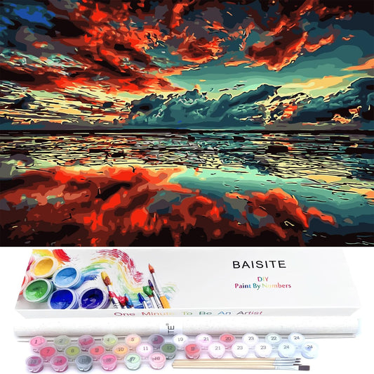 BAISITE Paint by Numbers Kit for Adults,16" Lx20 W Canvas for Painting Kits for Adults in Colorful Box-Breathtaking Colorful Scenery