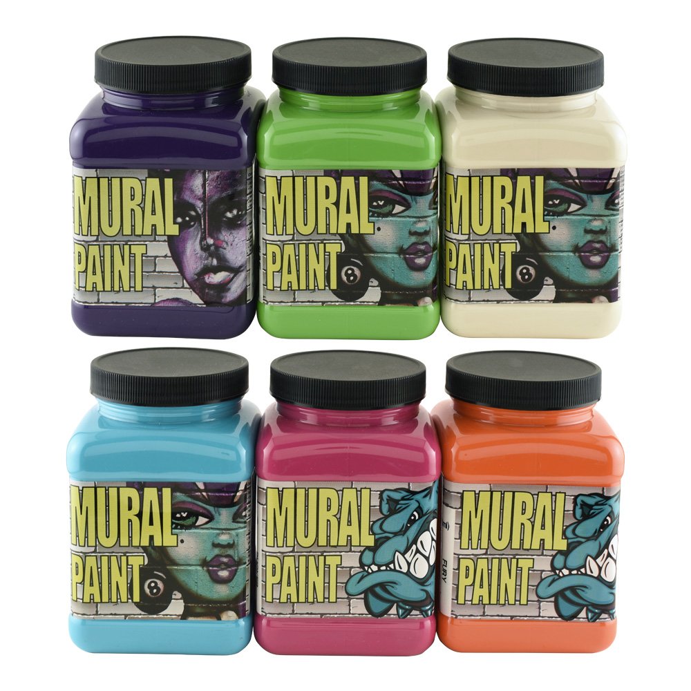 Chroma Mural Paint, Assorted Bright Colors, Pints, Set of 6