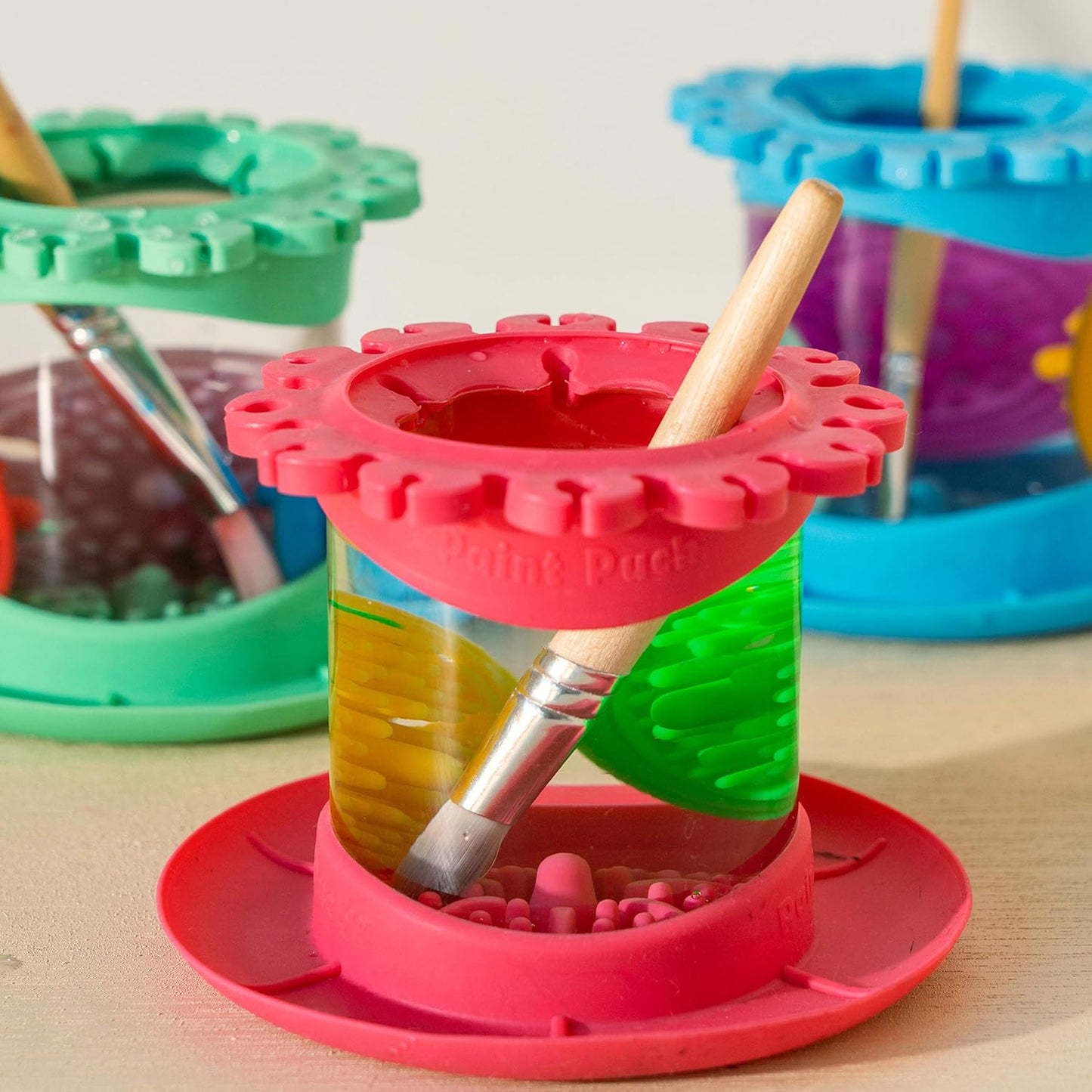 Paint Brush Cleaner Rinse Cup (All-in-One) Fine Art, Studio, Classroom | Brushes Holder & Silicone Cleaning System for Acrylic, Watercolor, and Water-Based Mediums
