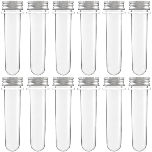 12 Pcs Plastic Test Tubes 45 ml Science Party Test Tubes for Scientific Experiments,Party Decoration,Candy,Bath Salt,Dice Display