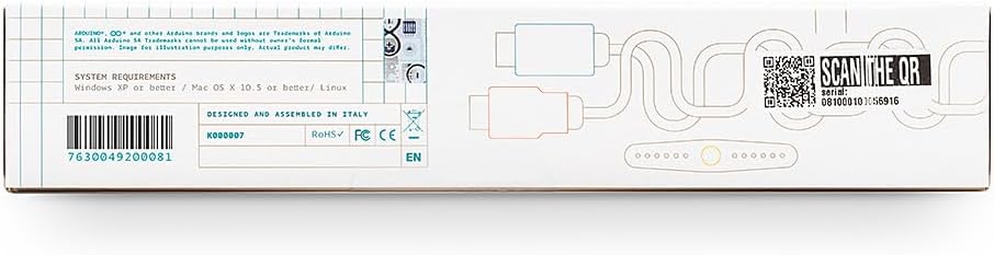 Official Arduino Starter Kit [K000007] – 12 DIY Projects with Electronic Components & English Projects Book – Original Kit from Italy