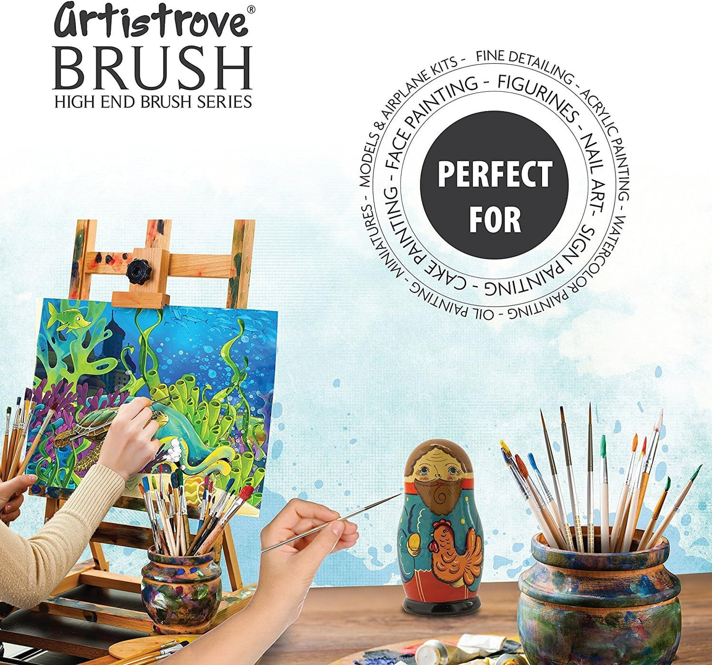 The Official Paint by Numbers Brush by Artistrove - 12 Amazing Fine Detailing Paint Brushes for Adults with a Need for Precision, Get Your Set of The Master Class Brushes to Perfect Your Passion!