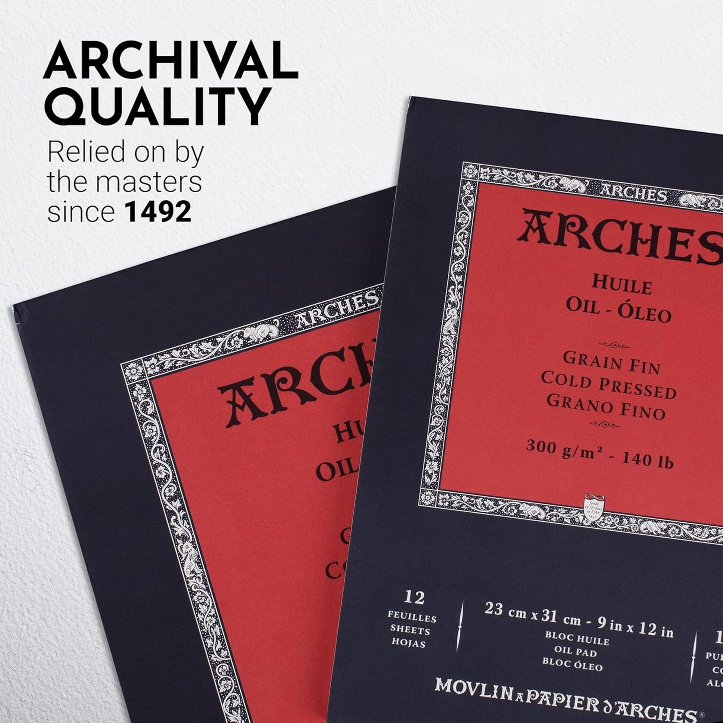 Arches Oil Pad, 12x16 inches, 12 Sheets - Professional Art Paper for Oil Paint, Acrylic, Oil Pastel