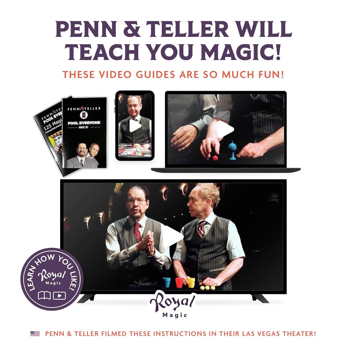 Penn & Teller Fool Everyone Magic Kit – Official Licensed Edition by FUN Inc – Over 200 Magic Tricks for Kids with Props, Books & Videos – Ideal for 8 or 9 Year Old Boy Birthday Gifts or Xmas Presents
