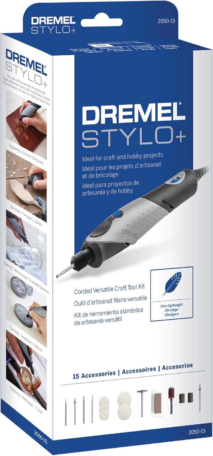 Dremel 2050-15 Stylo+ Versatile Craft Rotary Tool, Wood Carving Detail Tool, Perfect for Pumpkin Carving, Glass Etching, Leather Burnishing, Jewelry Making, and Polishing