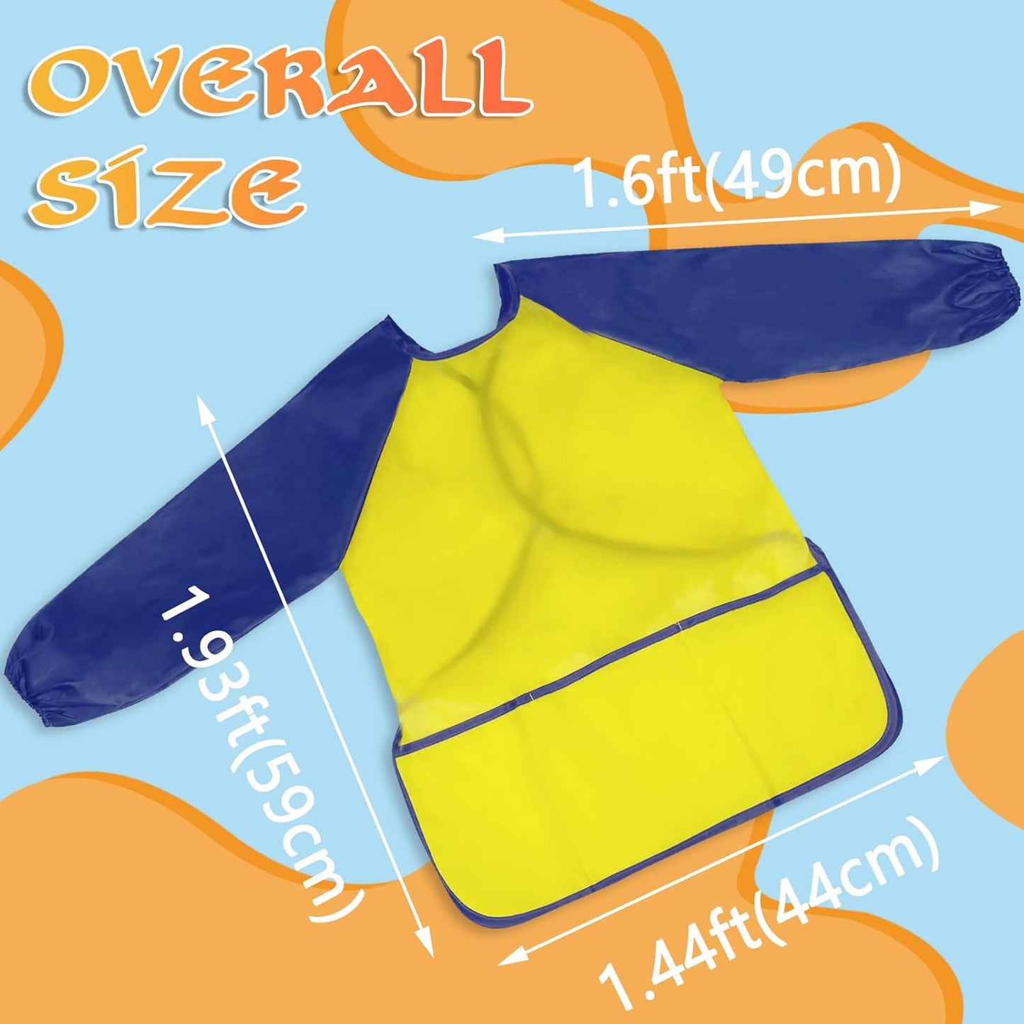 Zkptops 12 Pack Kids Art Smocks Waterproof Kid Painting Aprons Toddler Art Smock Kids Paint Smocks with Long Sleeve 3 Roomy Pockets for Age 3-7 Years