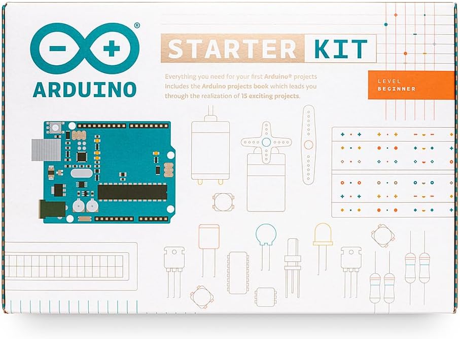 Official Arduino Starter Kit [K000007] – 12 DIY Projects with Electronic Components & English Projects Book – Original Kit from Italy