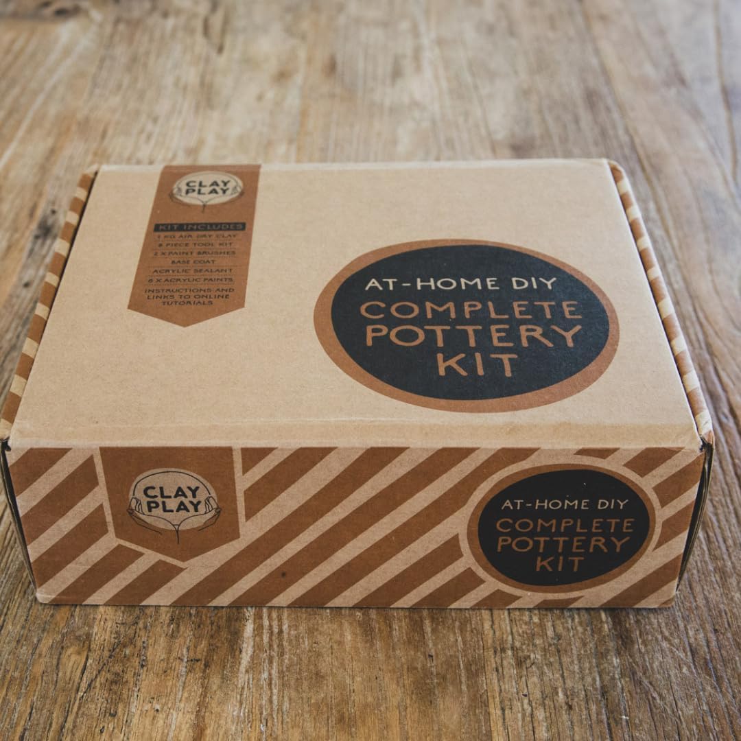 Clay Play™ at Home DIY Complete Pottery Kit for Adults, Clay Kit incl Air Dry Sculpting Clay, Clay Paint, Tool Kit, Instructions and Online Tutorials