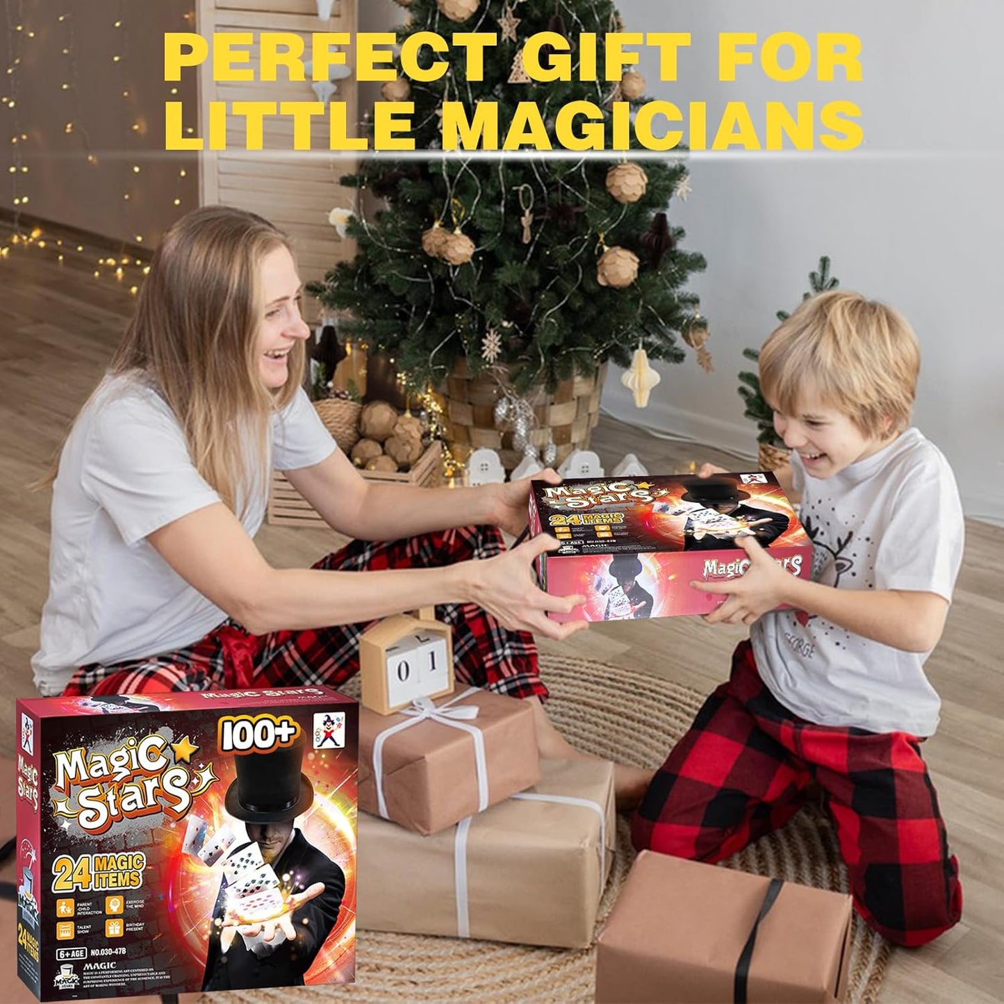 Magic Stars Magic Tricks Set - Magic Kit for Kids Age 6+ Magician Starter Kit with Learning Video Instructions Magic Wand Card for Beginner 6-12 Years Old Boys Girls Christmas Birthday Gift Toy