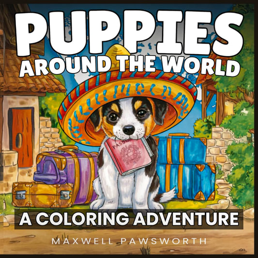 Puppies Around The World: A Coloring Book Adventure for Adults & Teens with 50 Pages of Super Cute, Cozy, & Bold Puppies To Bring Total Relaxation & Creative Expression (Adorable Tails Coloring)