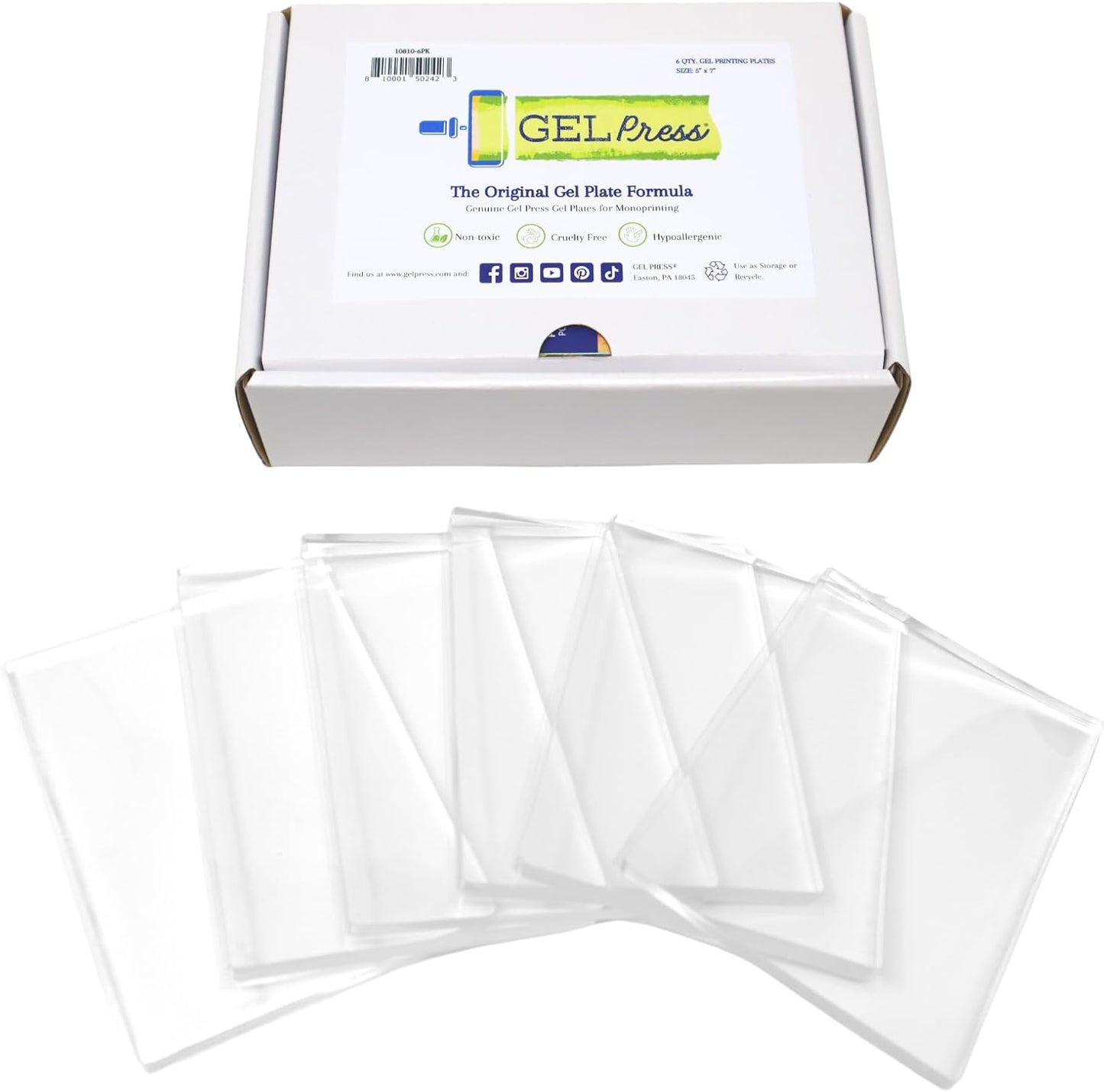 Gel Press Monoprinting Print Plates – 5” x 7” Gel Plate Class Pack Value Pack - Printmaking Supplies - Reusable Gel Printing Plates for Press Art for Card Making, Scrapbooking, Arts and Crafts 6-Pack