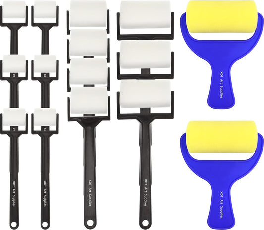 Roller Painting Sponge 15 Piece Set 1''x6 1.5''x4 2.5''x3 3''x2, Foam Roller for Painting Art & Craft, Soft & Disposable & Washable