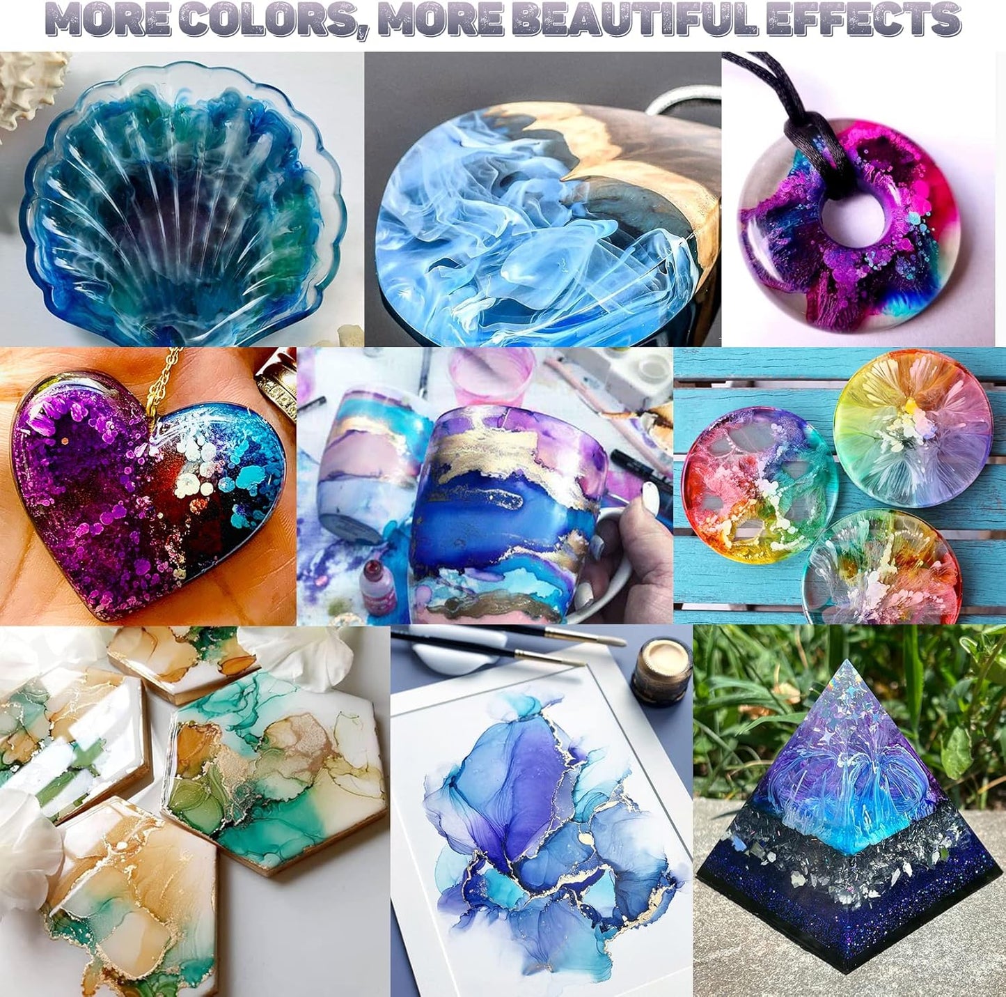 Alcohol Ink Set - 20 Bottles Vibrant Colors High Concentrated Alcohol-Based Ink, Concentrated Epoxy Resin Paint Colour Dye Great for Resin Petri Dish, Coaster, Painting, Tumbler Cup Making(10ml Each)