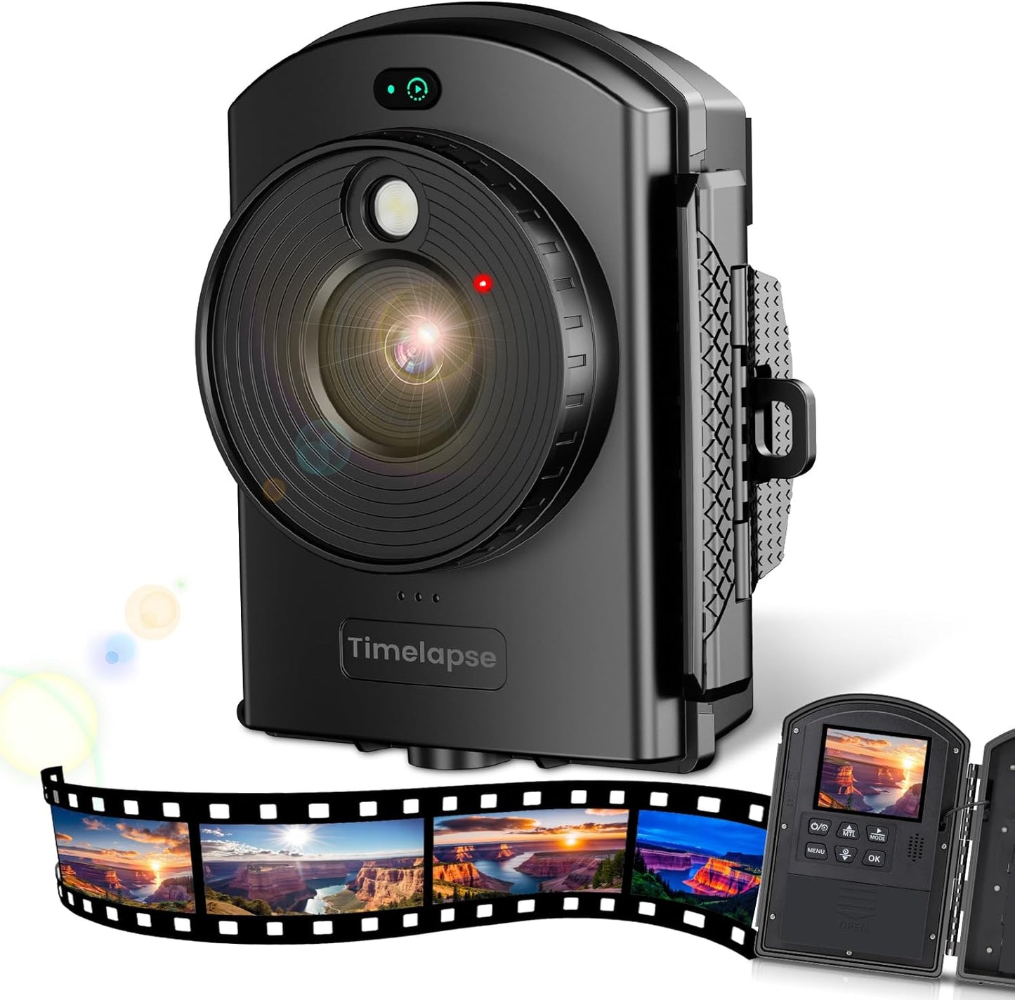 Captureye Time Lapse Camera - Timelapse Camera with Infrared Positioning & LED Light, 180 Days Shooting, 1080P AVI Videos & Photos for Outdoor Construction, Cooking, Plant Growth, Landscape(64GB)