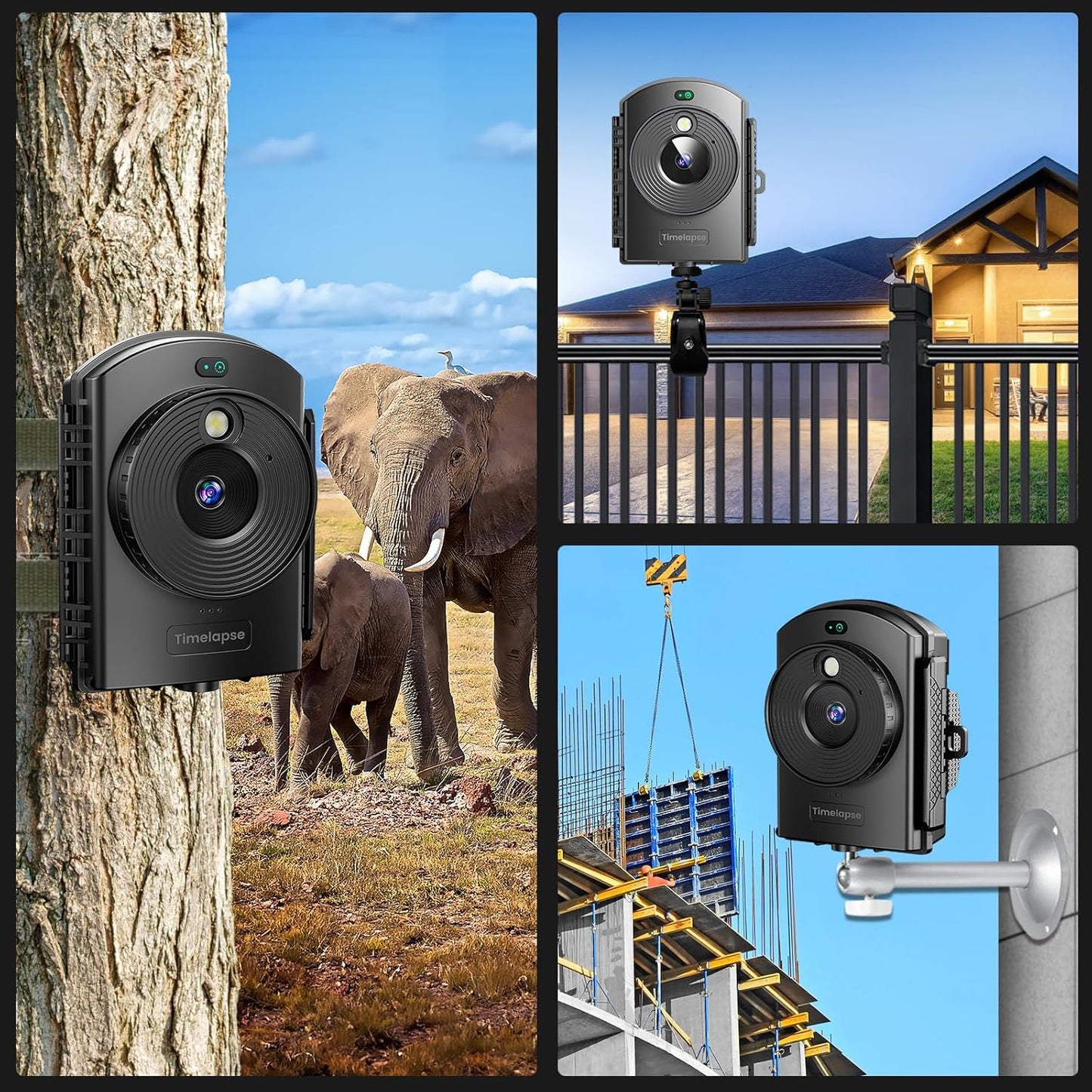 Captureye Time Lapse Camera - Timelapse Camera with Infrared Positioning & LED Light, 180 Days Shooting, 1080P AVI Videos & Photos for Outdoor Construction, Cooking, Plant Growth, Landscape(64GB)
