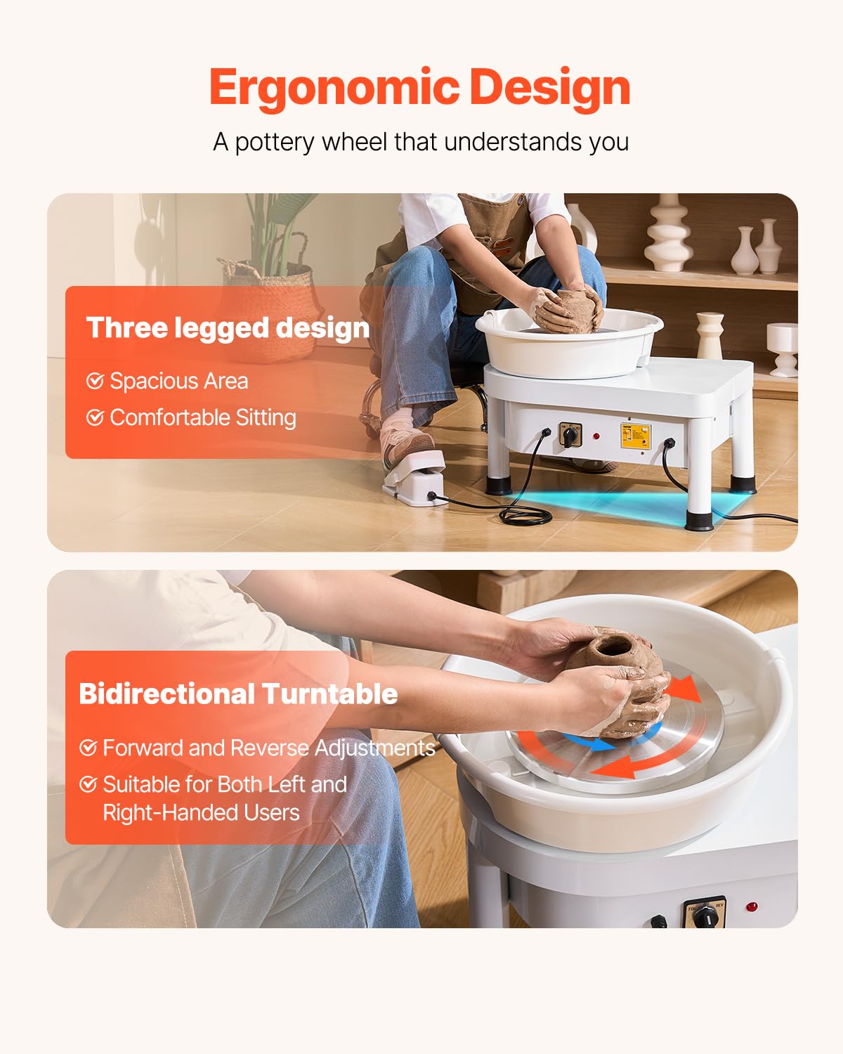 Vevor Pottery Wheel 25CM Pottery Forming Machine 350W Electric Wheel for Pottery with Foot Pedal and Detachable Basin Easy Cleaning for Ceramics Clay Art Craft DIY : Arts, Crafts & Sewing
