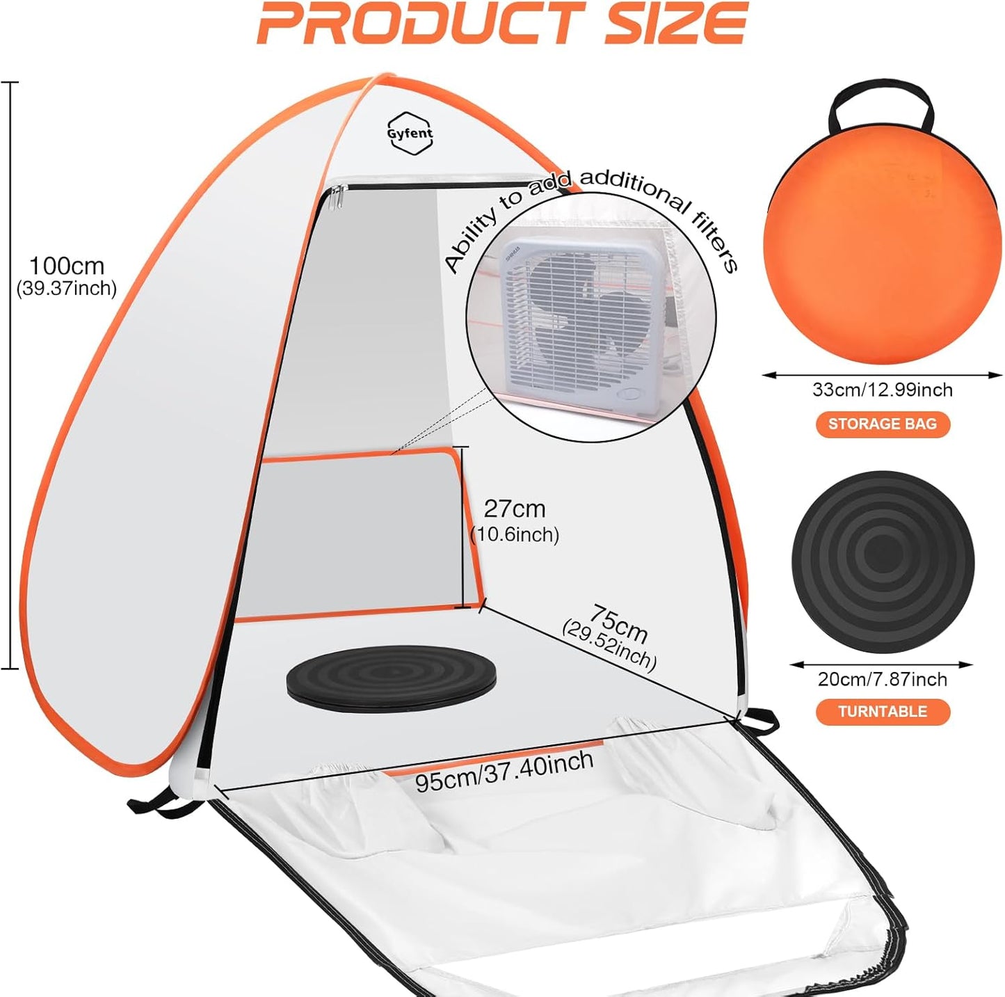 Gyfent Spray Paint Tent for Spray Painting, Portable Paint Booth Small Spray Shelter with Turntable Spray Booth Painting Station Spray Paint Tent Pop-up for Small DIY Projects Furniture