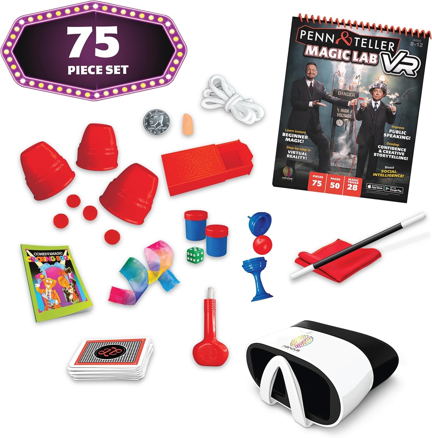 Abacus Brands Penn & Teller VR Magic Lab - Virtual Reality Kids Magic Book and Interactive STEM Learning Activity Set - for Ages 8 and Up