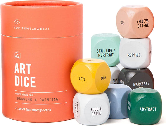 Two Tumbleweeds Art Dice - Drawing & Painting Game for Adults, Artists & Teachers - Set of 9 Dice for Creative Inspiration - Drawing Prompts for Studio and Classroom - Gift for Artist - 1+ Players
