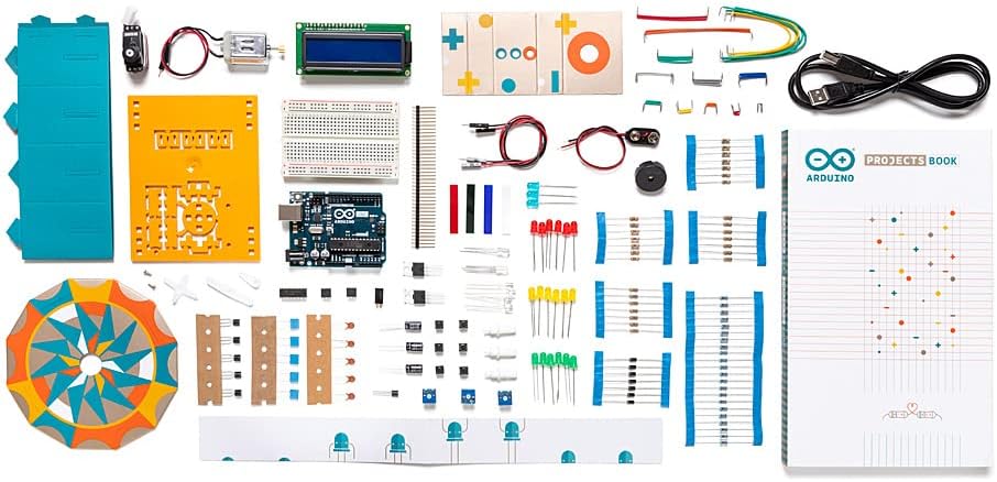 Official Arduino Starter Kit [K000007] – 12 DIY Projects with Electronic Components & English Projects Book – Original Kit from Italy