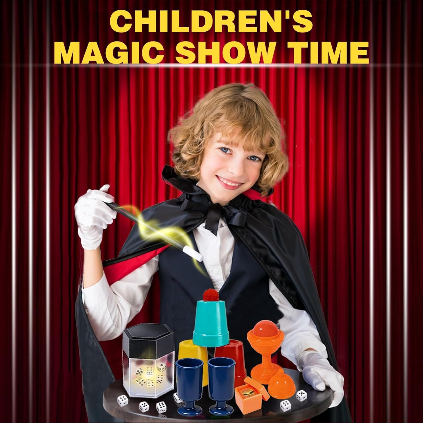 Magic Stars Magic Tricks Set - Magic Kit for Kids Age 6+ Magician Starter Kit with Learning Video Instructions Magic Wand Card for Beginner 6-12 Years Old Boys Girls Christmas Birthday Gift Toy