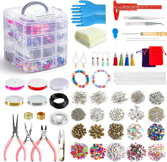 INSCRAFT Jewelry Making Kit, 1960 pcs, Supplies Includes Beads, Instructions, Findings, Wire for Bracelet, Necklace, Earrings Making Kit for Adults by Inscraft